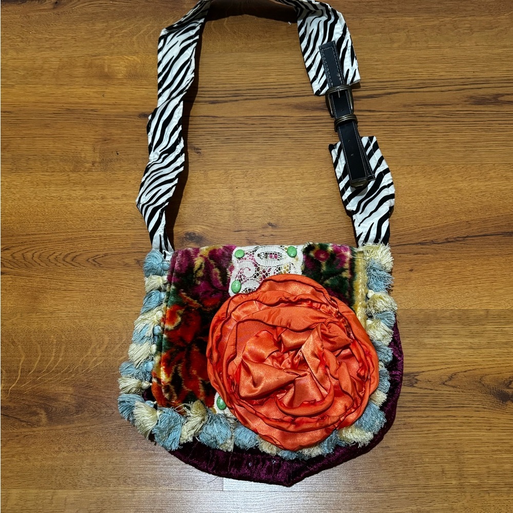 Keep it Gypsy Colorful Crossbody Bag with Floral Accent